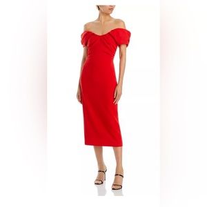 A.L.C. Off-Shoulder Red Midi Dress